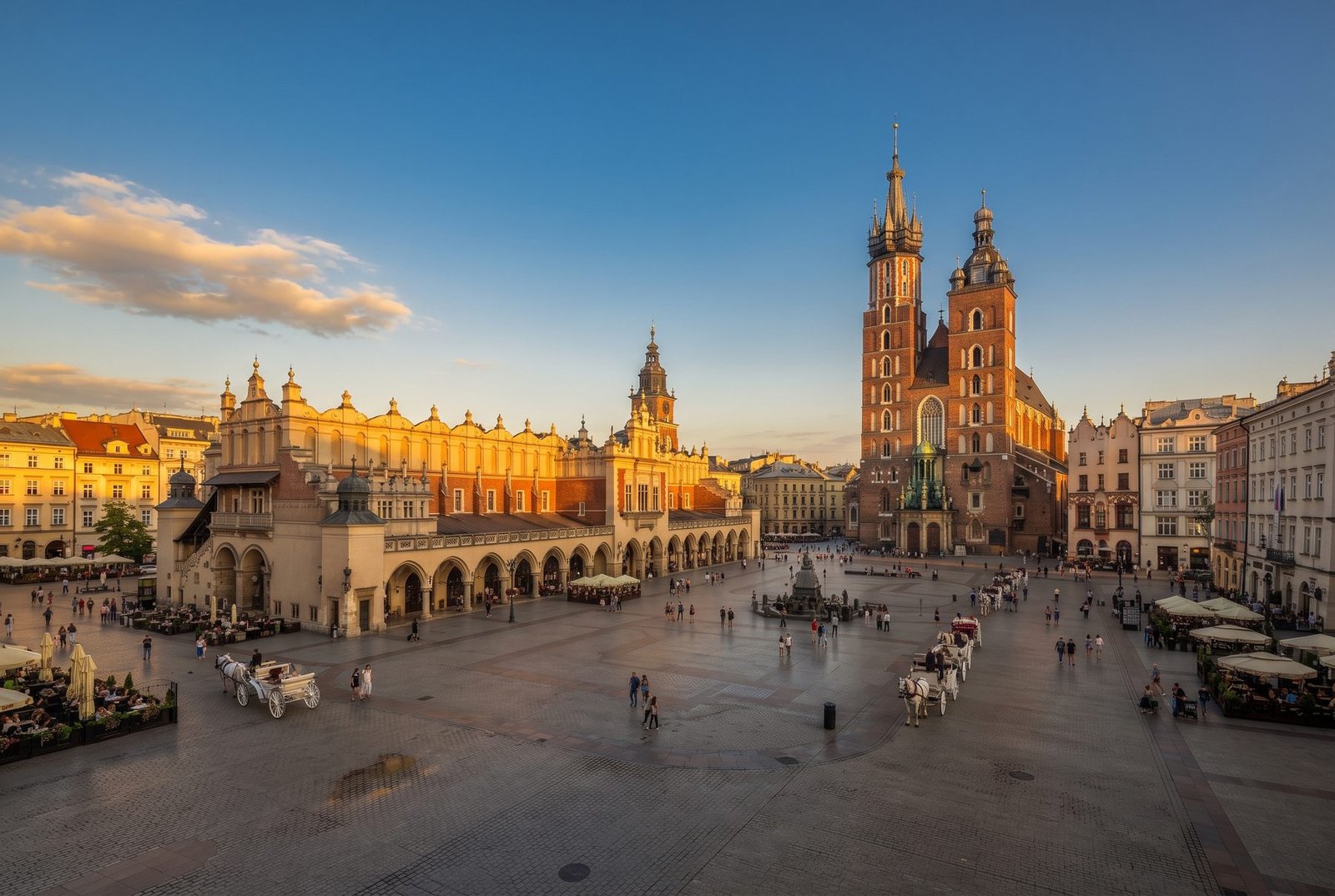 Kraków Main Market Square with St. Mary’s Basilica and the Cloth Hall, Poland