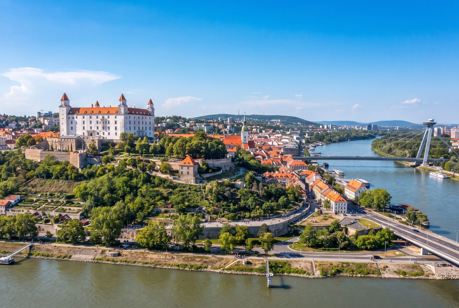 Bratislava Castle above the Danube river in Slovakia