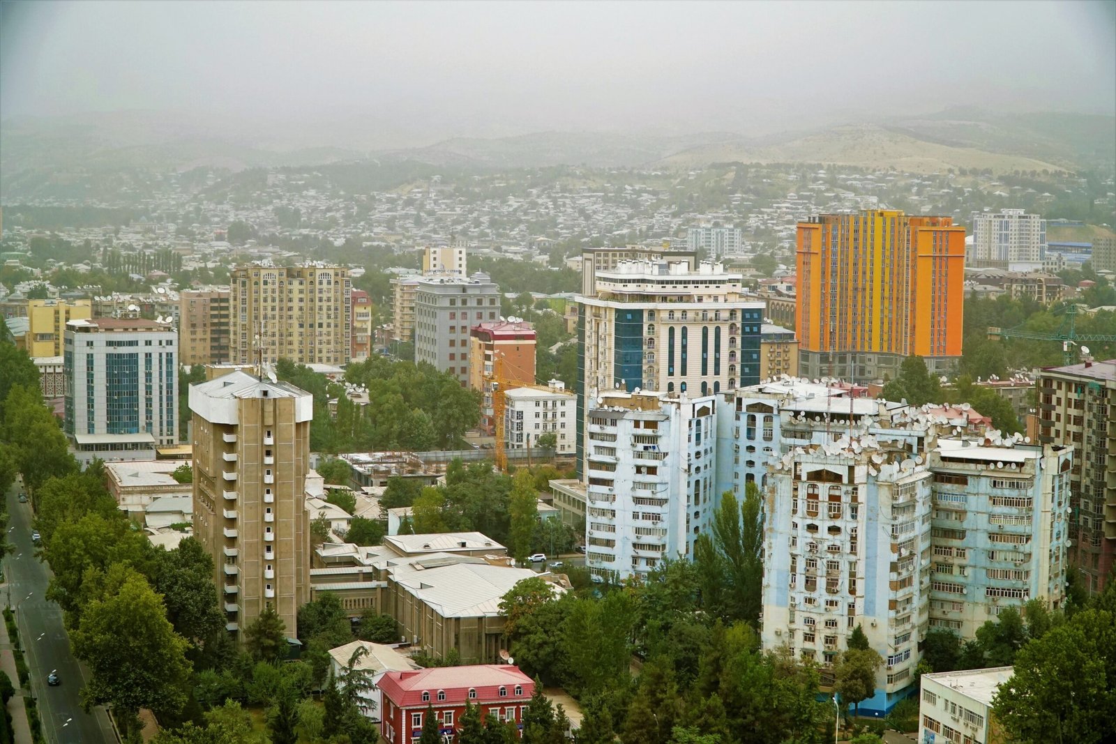 Dushanbe city skyline with modern buildings, Tajikistan